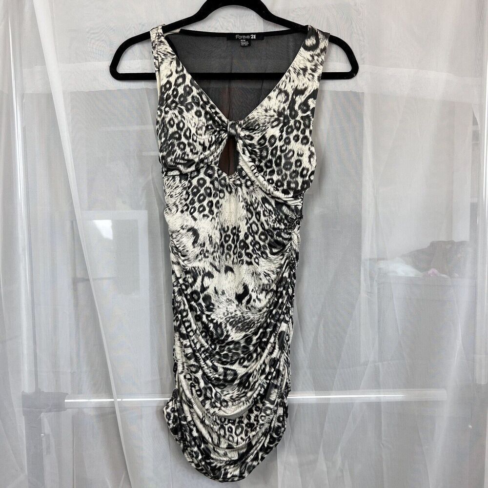 Y2K forever 21 open back mini dress Md mesh back animal print clubbing party